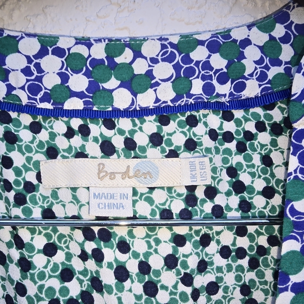 Boden Mollie Blue Green Polka Dot Printed Tunic Dress Size 6 - Picture 7 of 12